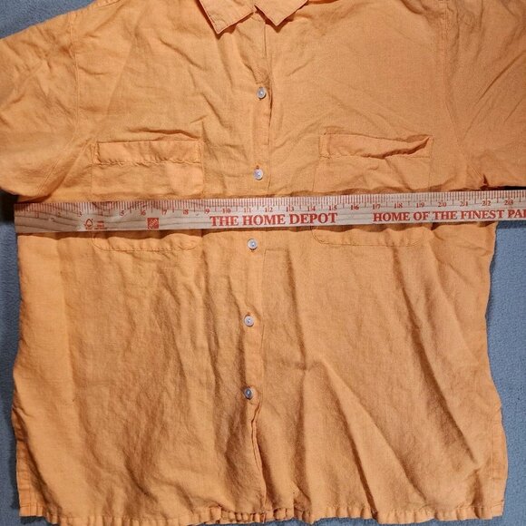 Gap Short Sleeve Button Shirt Orange Linen Blend‎ Medium - Picture 2 of 5